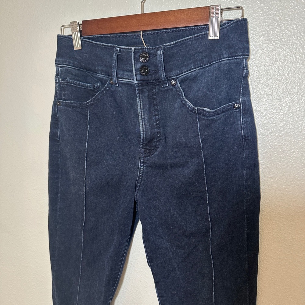 Express Womens High Rise Skinny Jeans Dark Wash Seam Front Size 4R
